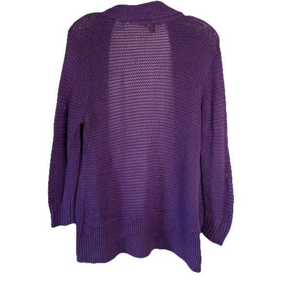 NWOT Eileen Fisher Organic Cotton Cashmere Open Front Cardigan Purple Medium - Picture 2 of 6